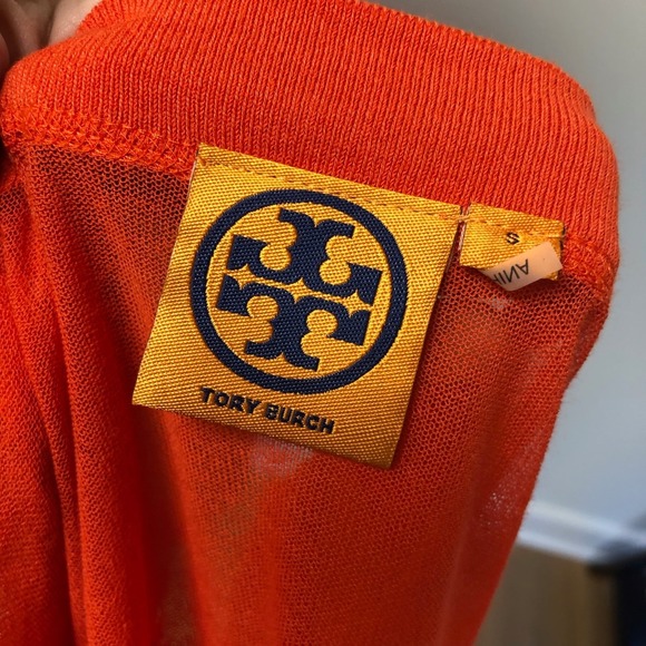 Tory Burch Sheath Dress Womens 6 Orange Cardigan Belted Business Career Teacher - Picture 9 of 16